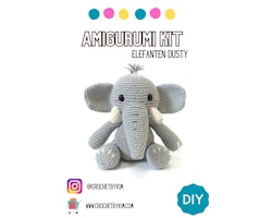 Amigurumi kit Elefant Dusty • Safari • Virkset gosedjur • DIY-kit • Crochetbykim