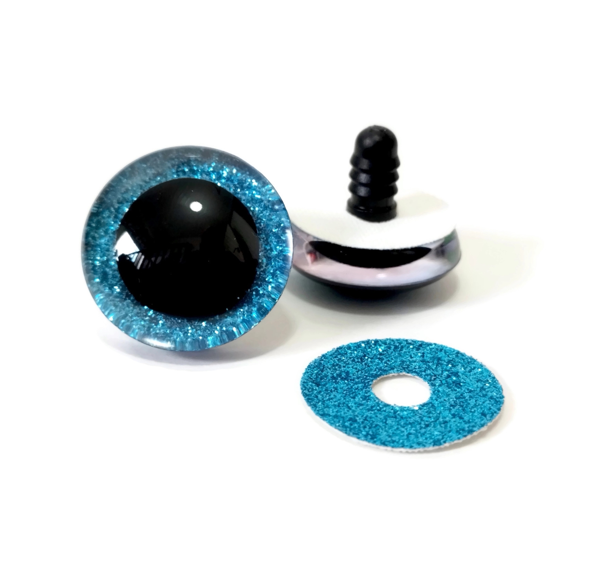 1 par STORA 3D 30 mm Glitter säkerhetsögon • amigurumi ögon • virka • safety eyes • nalleögon