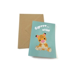 Kort med kuvert • Tiger • Grrrrr attis!