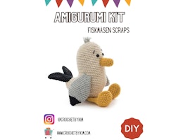 Amigurumi kit Fiskmås • Fågel • Virkset gosedjur • DIY-kit • Crochetbykim