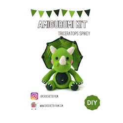 Amigurumi kit Grön Triceratops • Dinosaurie • Virkset gosedjur • DIY-kit • Crochetbykim