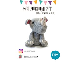 Amigurumi kit Noshörningen Otto • Safari • Virkset gosedjur • DIY-kit • Crochetbykim