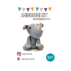 Amigurumi kit Noshörningen Otto • Safari • Virkset gosedjur • DIY-kit • Crochetbykim