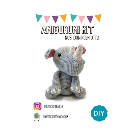Amigurumi kit Noshörningen Otto • Safari • Virkset gosedjur • DIY-kit • Crochetbykim