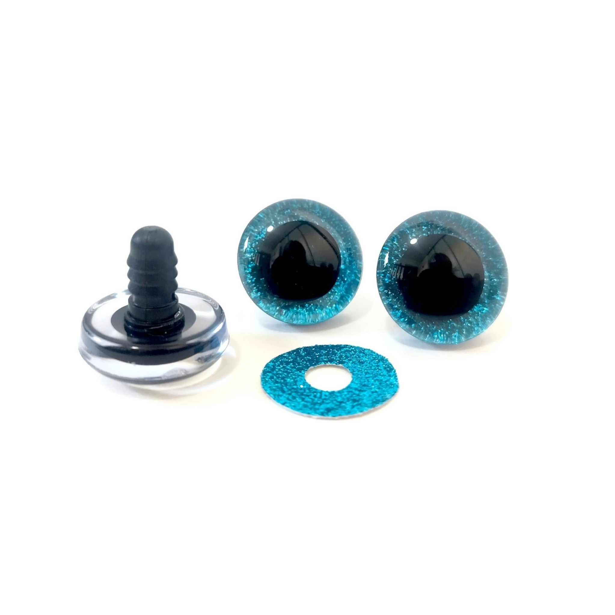 1 par STORA 3D Glitter säkerhetsögon BLÅA • amigurumi ögon • virka • safety eyes • nalleögon