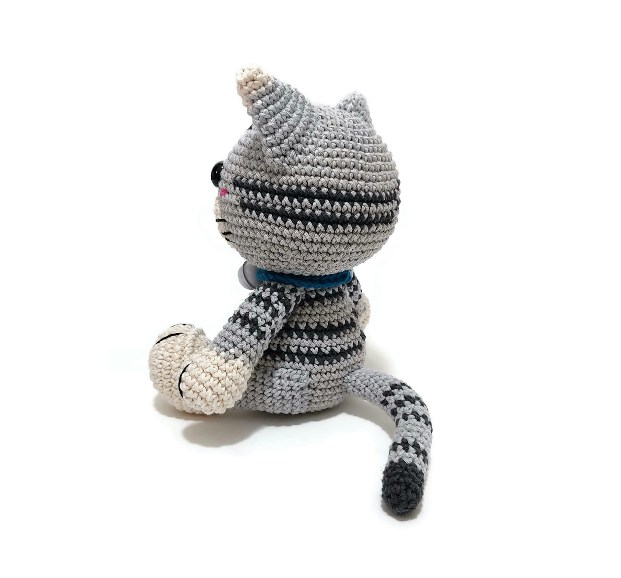 Amigurumi kit Grå katt • PICATSO • Virkset gosedjur • DIY-kit • Crochetbykim