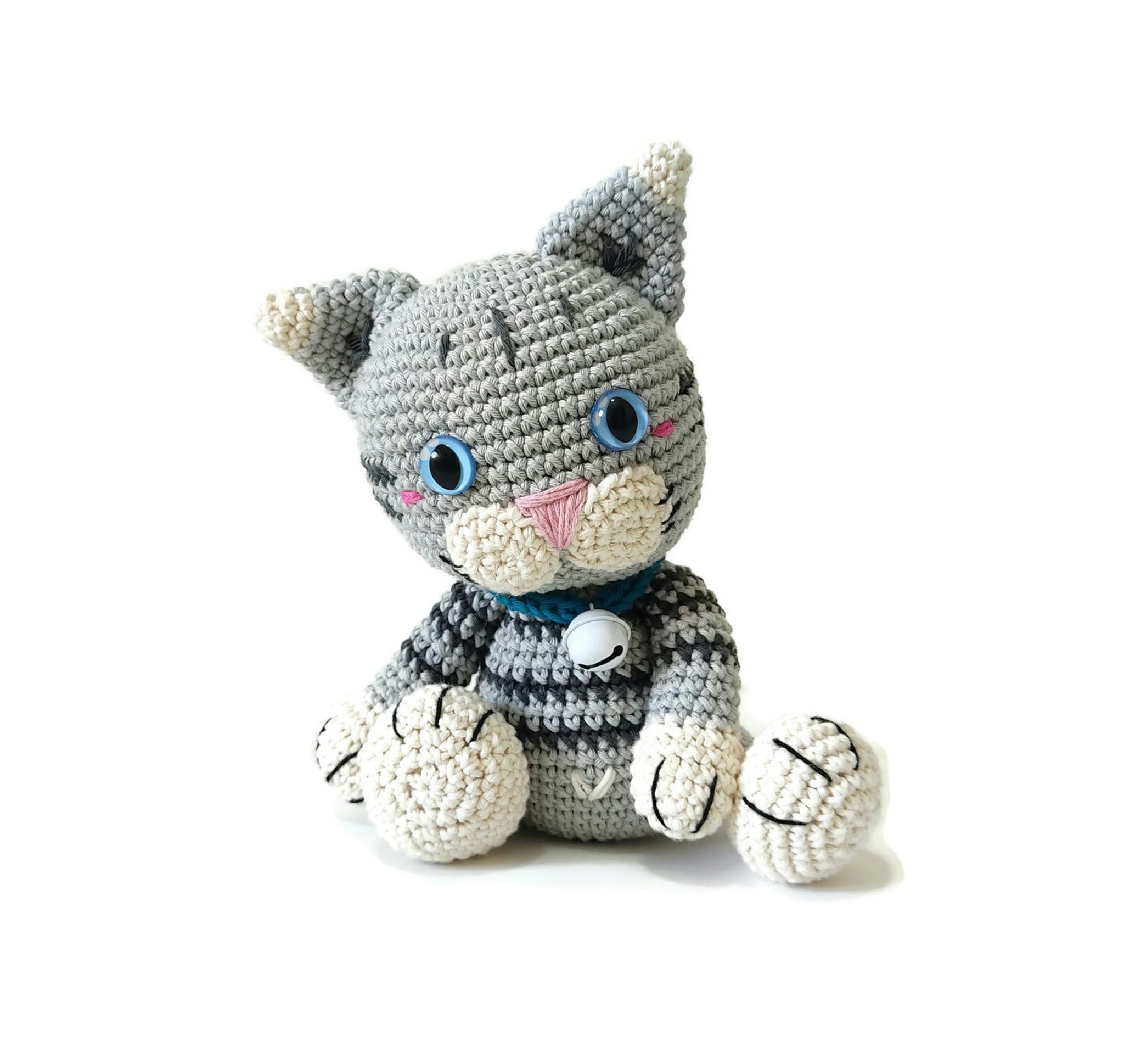 Amigurumi kit Grå katt • PICATSO • Virkset gosedjur • DIY-kit • Crochetbykim