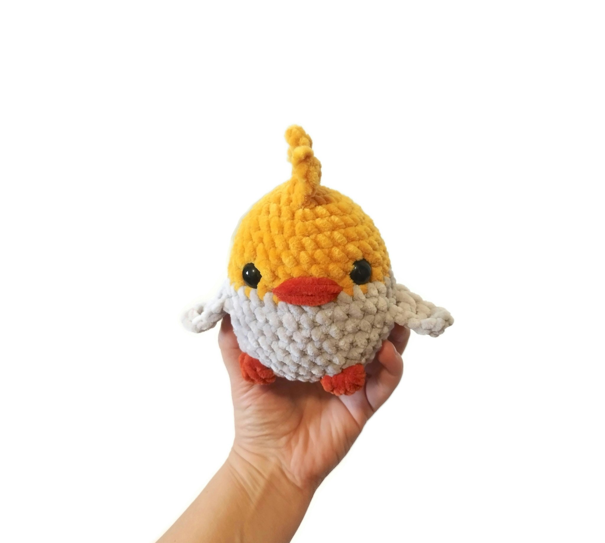 Handgjord virkad Parakit i mjukt chenille garn • Plushie fågel • LULU fågel