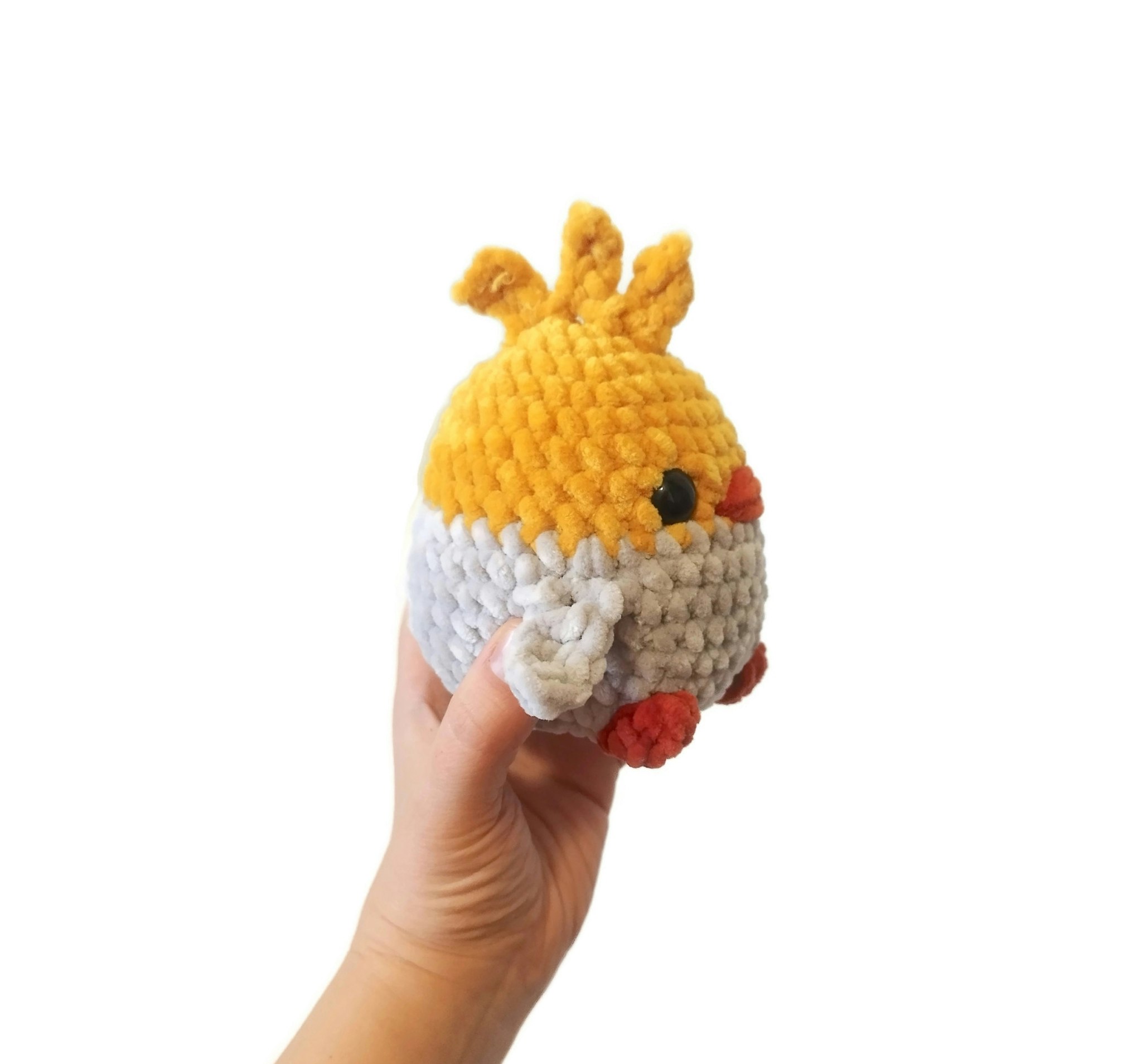 Handgjord virkad Parakit i mjukt chenille garn • Plushie fågel • LULU fågel