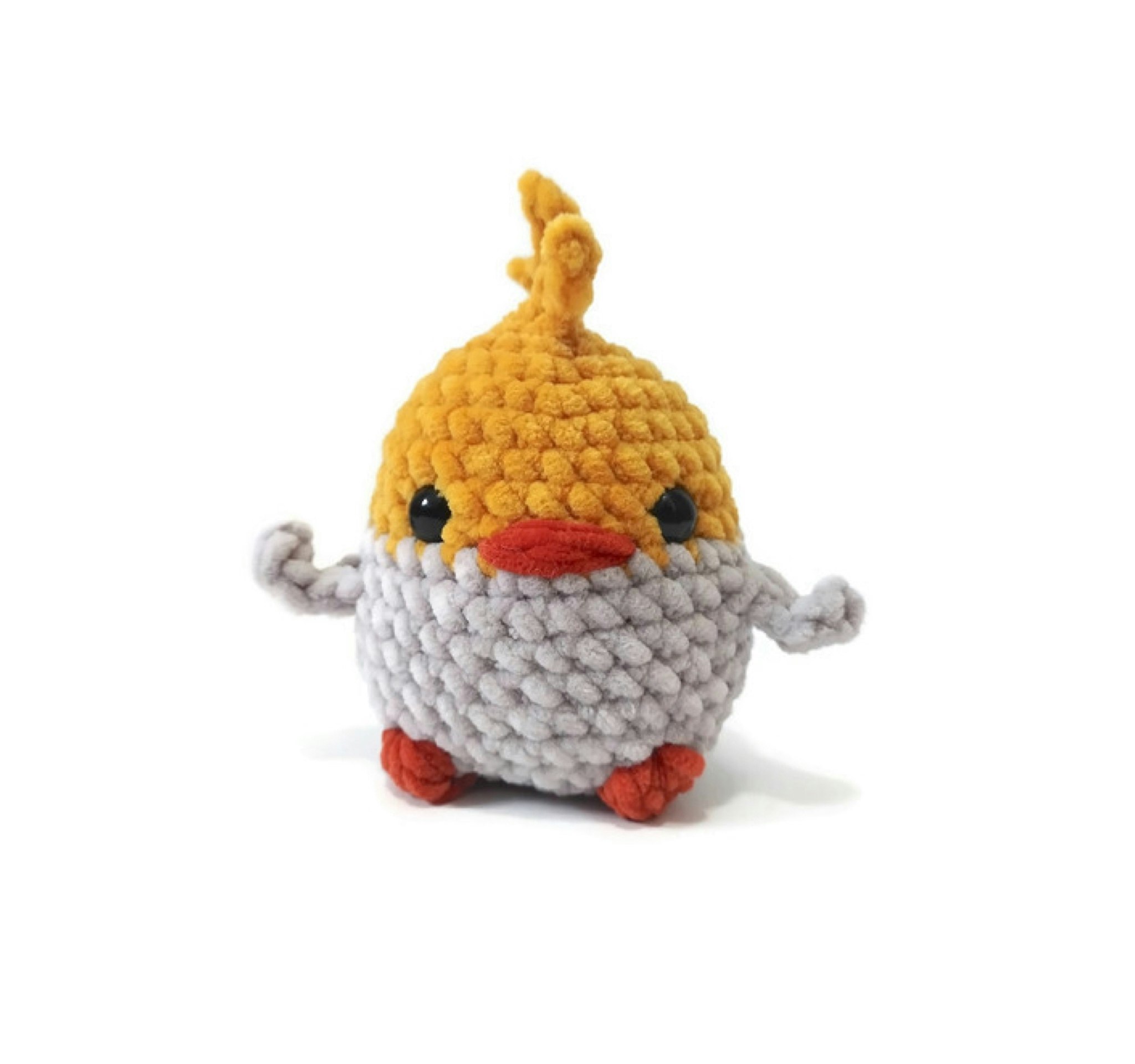 Handgjord virkad Parakit i mjukt chenille garn • Plushie fågel • LULU fågel