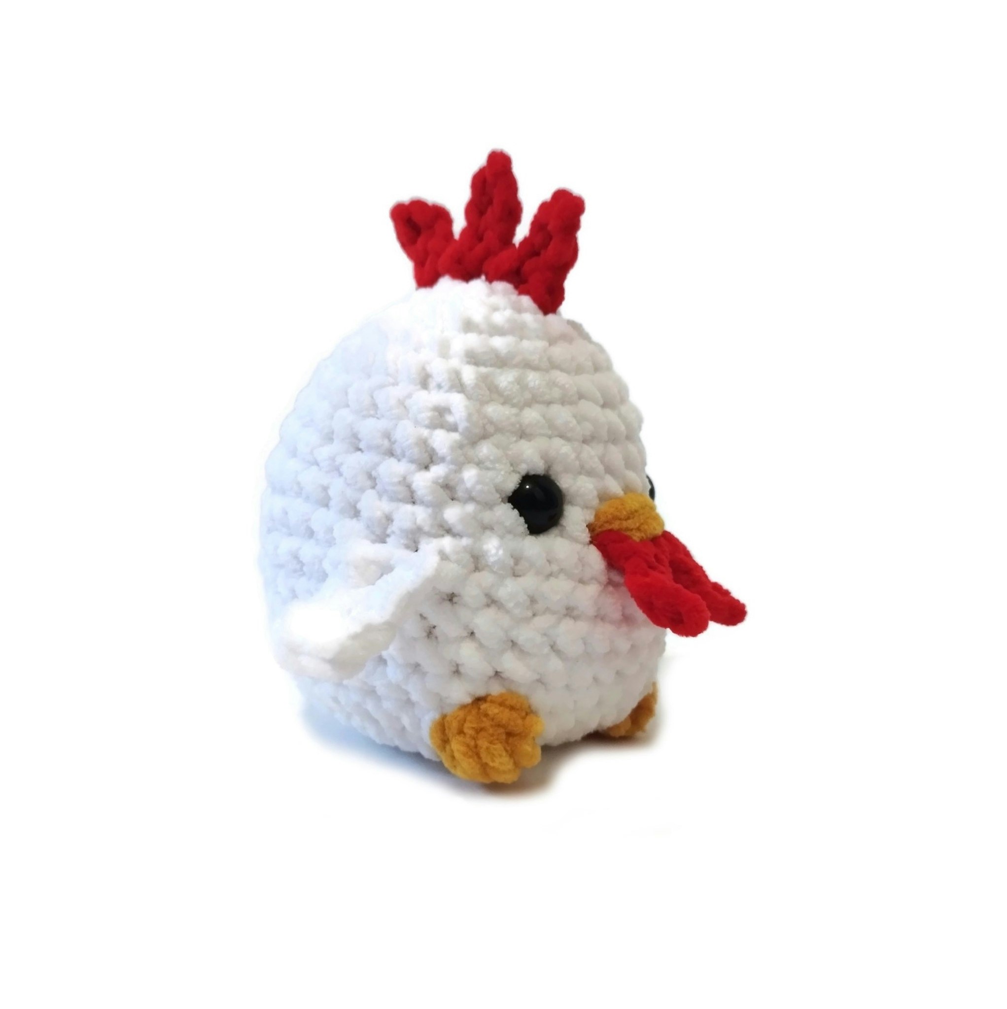 Handgjord virkad höna i mjukt chenille garn • Plushie fågel • LULU fågel