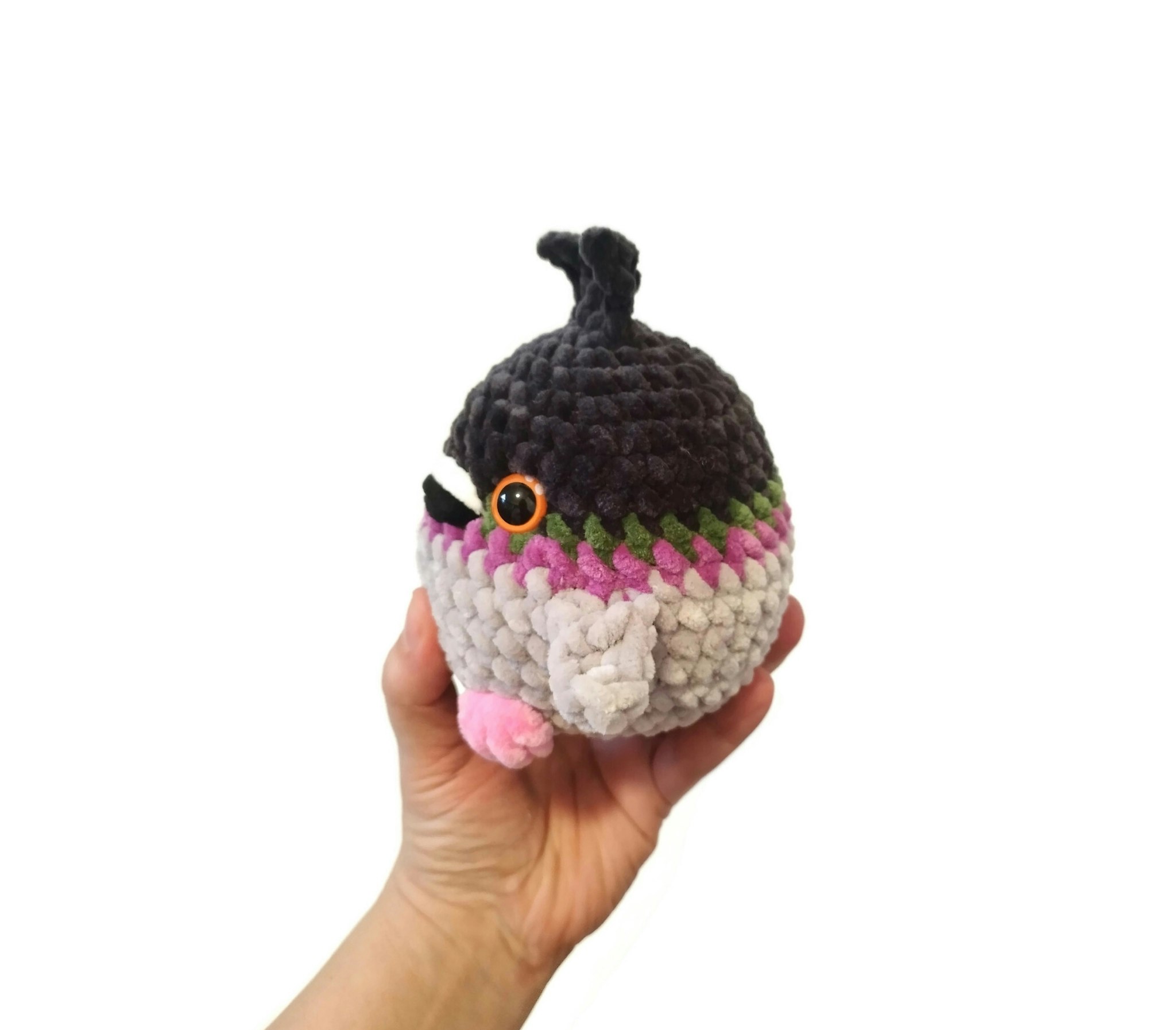Handgjord virkad Duva i mjukt chenille garn • Plushie fågel • LULU fågel