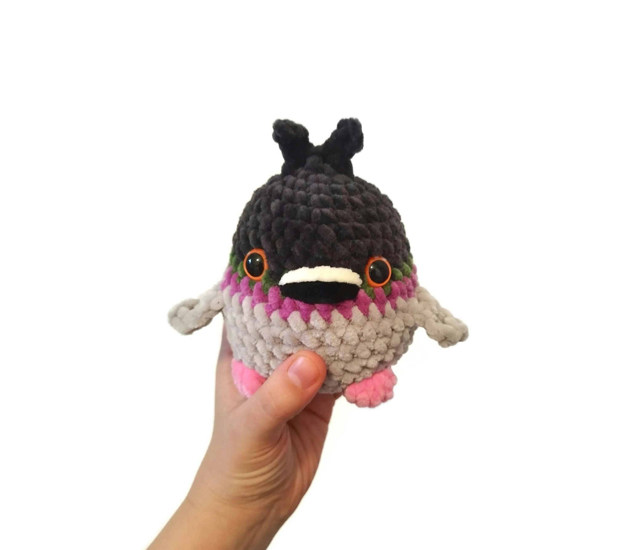 Handgjord virkad Duva i mjukt chenille garn • Plushie fågel • LULU fågel