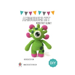 Amigurumi kit Monster BLINKY • Grönt monster • Virkset gosedjur • DIY-kit • Crochetbykim