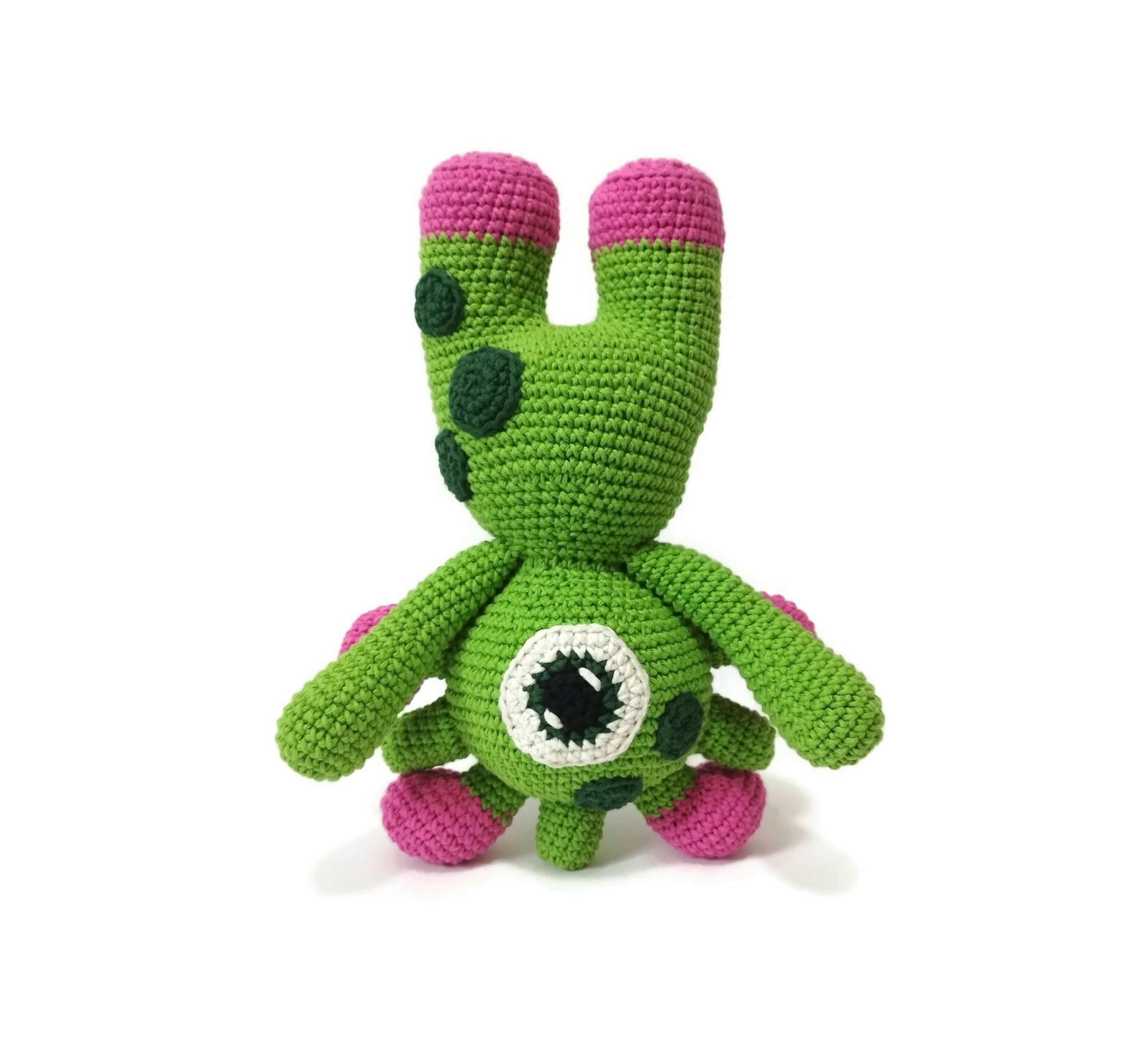 Amigurumi kit Monster BLINKY • Grönt monster • Virkset gosedjur • DIY-kit • Crochetbykim