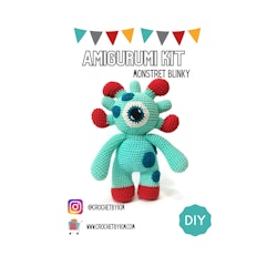 Amigurumi kit Monster BLINKY • Mintgrönt monster • Virkset gosedjur • DIY-kit • Crochetbykim