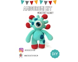 Amigurumi kit Monster BLINKY • Mintgrönt monster • Virkset gosedjur • DIY-kit • Crochetbykim