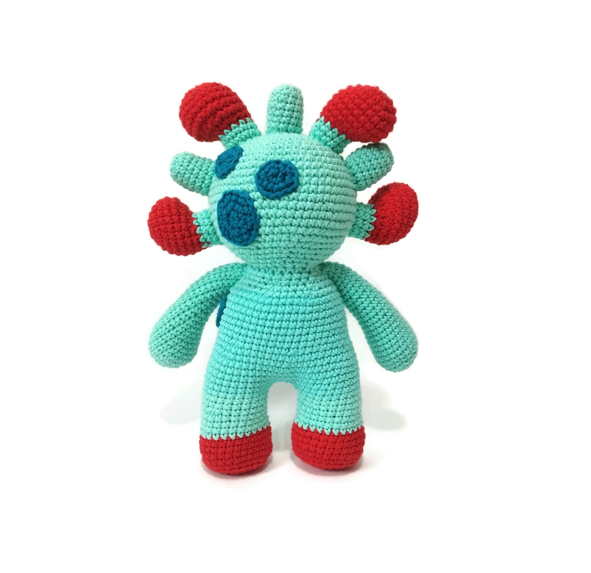 Amigurumi kit Monster BLINKY • Mintgrönt monster • Virkset gosedjur • DIY-kit • Crochetbykim