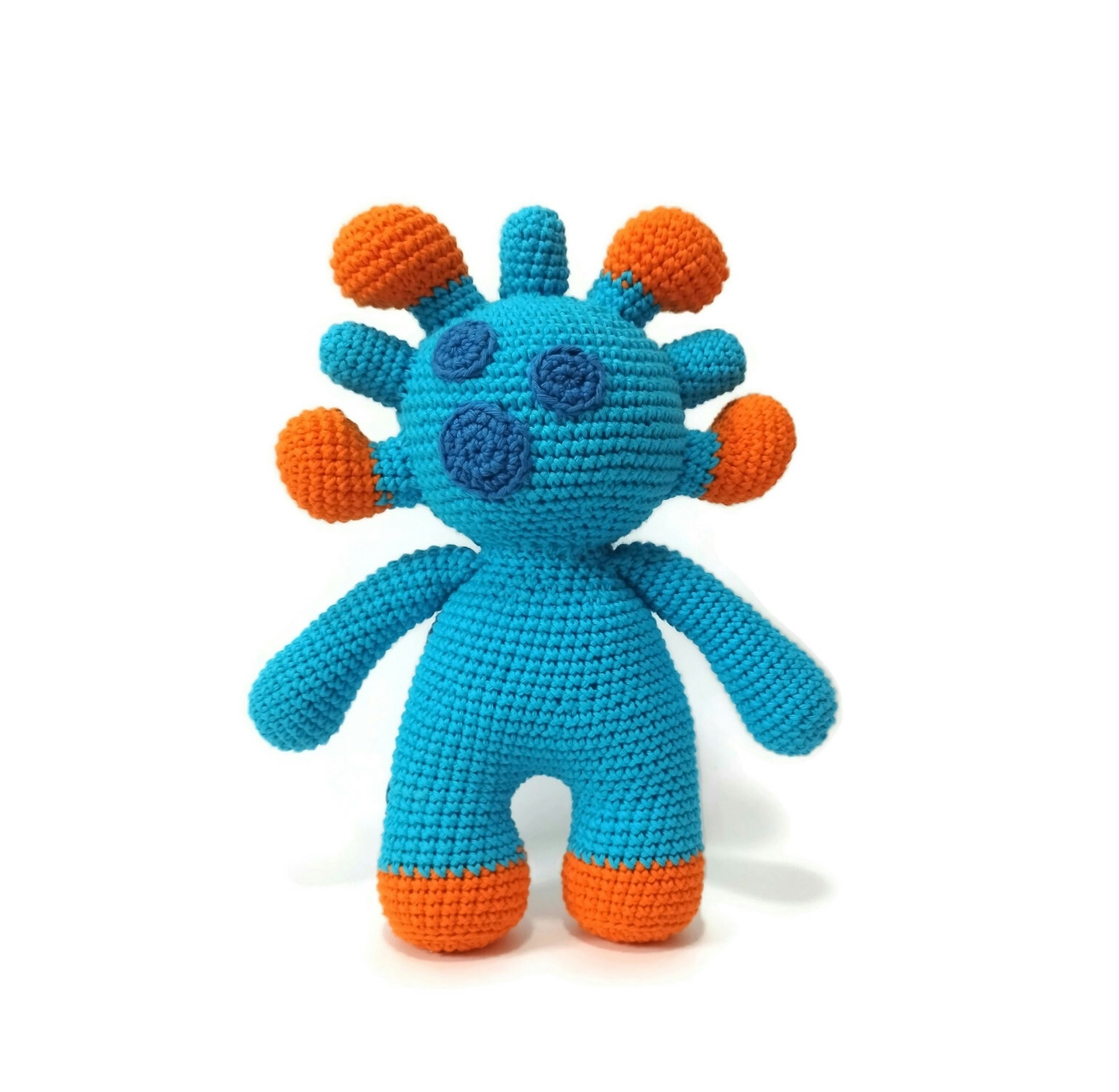 Amigurumi kit Monster BLINKY • Turkos monster • Virkset gosedjur • DIY-kit • Crochetbykim