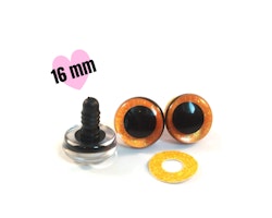 1 par 3D Glitter säkerhetsögon ORANGE 16 mm • amigurumi ögon • virka • safety eyes • nalleögon