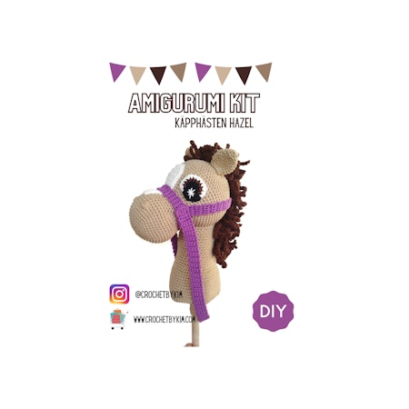 Amigurumi kit Beige käpphäst • Hazel hobby horse • Virkset gosedjur • DIY-kit • Crochetbykim