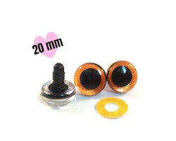 1 par 3D Glitter säkerhetsögon ORANGE 20 mm • amigurumi ögon • virka • safety eyes • nalleögon