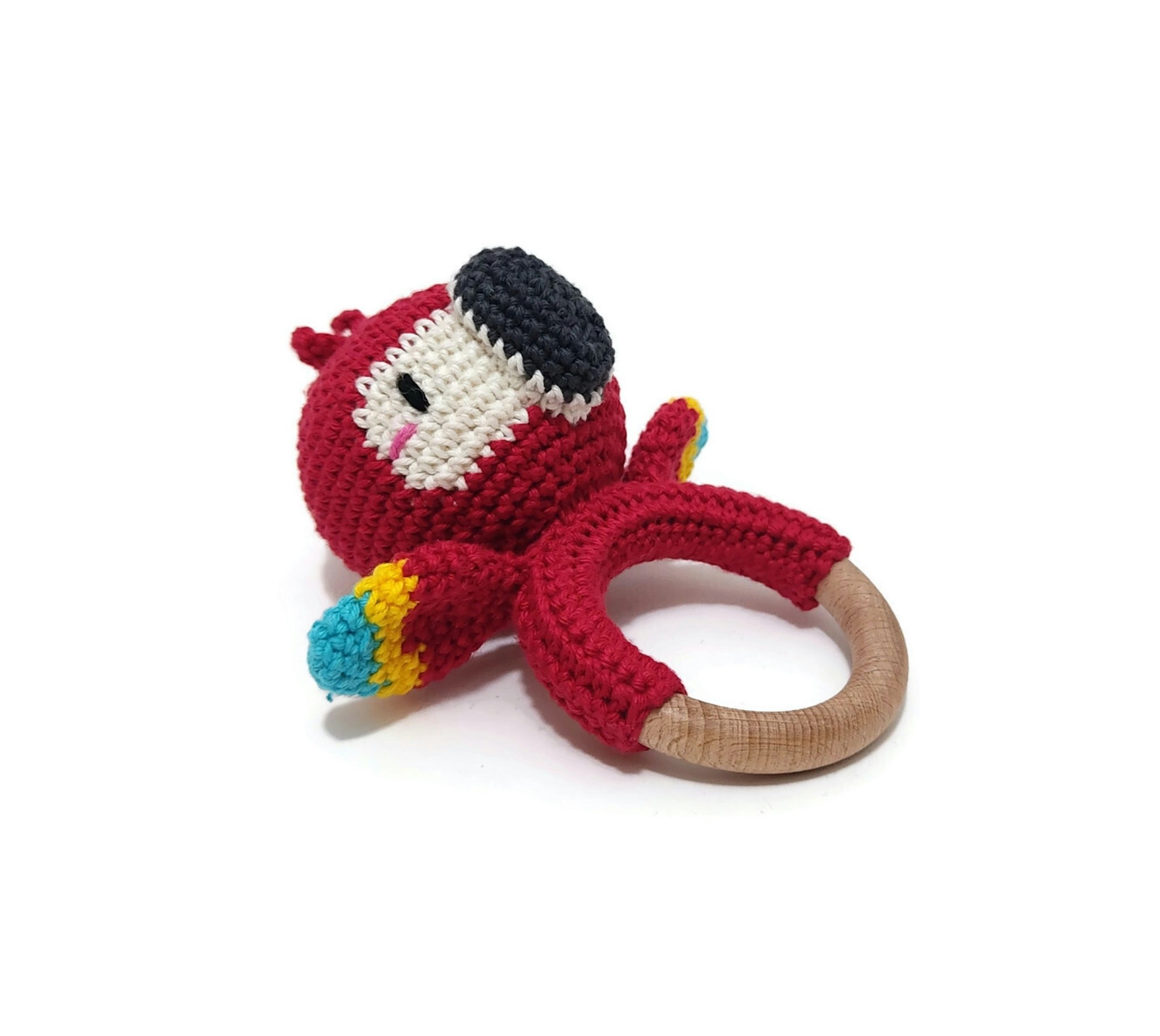 Amigurumi kit Bitring röd papegoja • Virkset gosedjur • DIY-kit • Crochetbykim