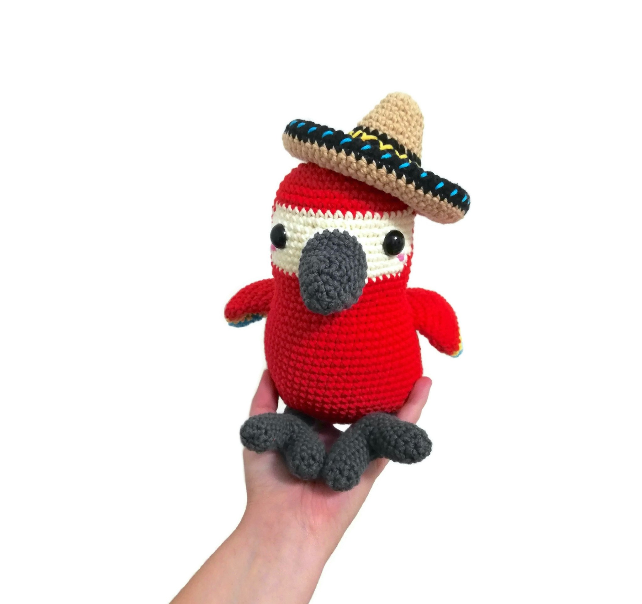 VIRKMÖNSTER PAPEGOJA Rio • Fågel • amigurumi virkbeskrivning • crochetbykim • PDF