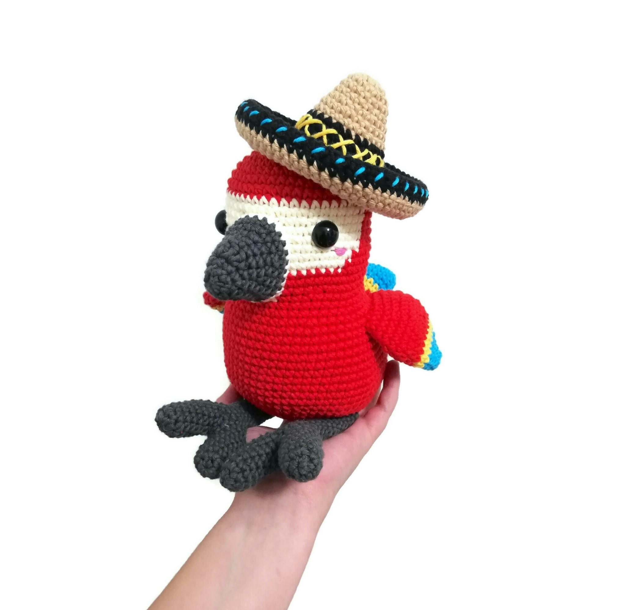 VIRKMÖNSTER PAPEGOJA Rio • Fågel • amigurumi virkbeskrivning • crochetbykim • PDF
