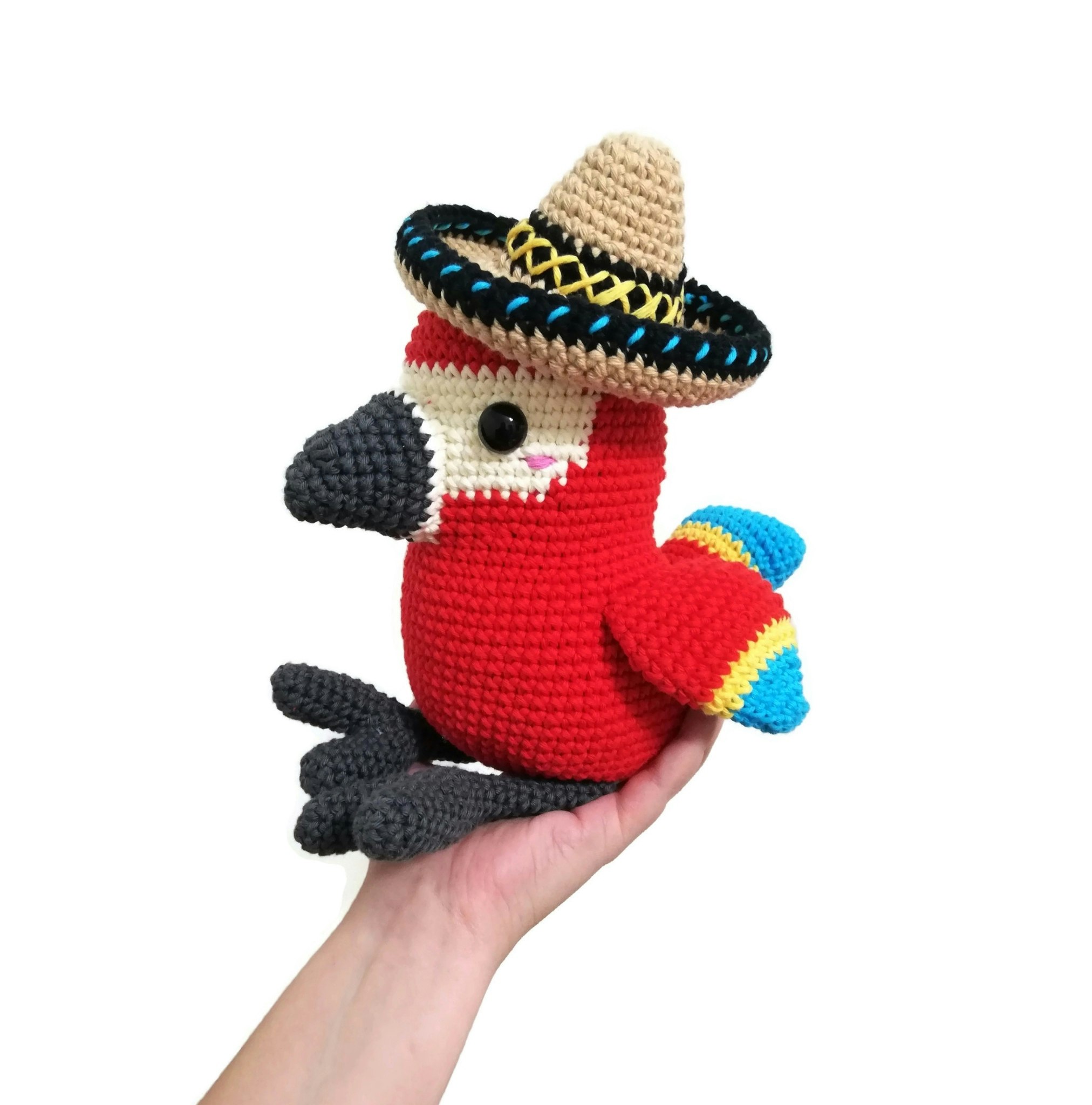 VIRKMÖNSTER PAPEGOJA Rio • Fågel • amigurumi virkbeskrivning • crochetbykim • PDF