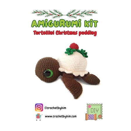 Amigurumi kit Christmas Pudding Sköldpadda Turtellini • Virkset gosedjur • DIY-kit • Crochetbykim