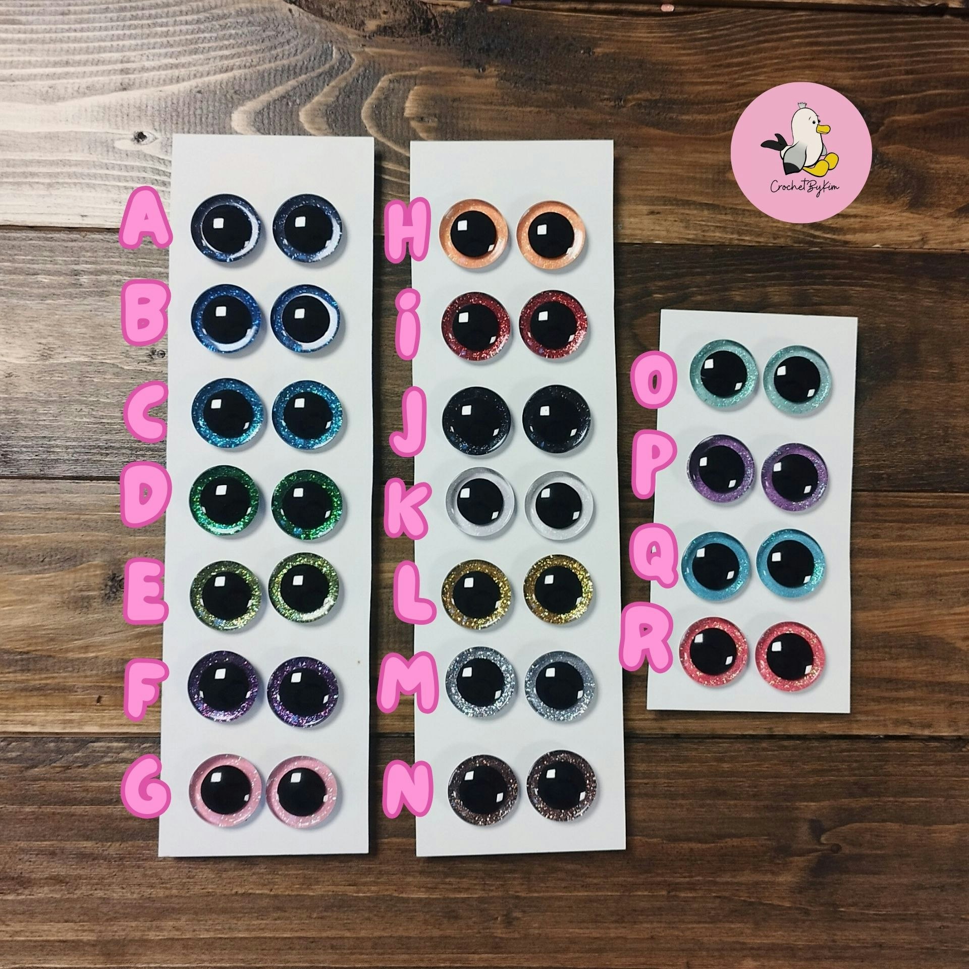 3D Glitterögon • 16 mm • 20 mm • 25 mm • 30 mm • Säkerhetsögon • Sink Eyes • Amigurumi ögon • Virka • Safety eyes • Nalleögon