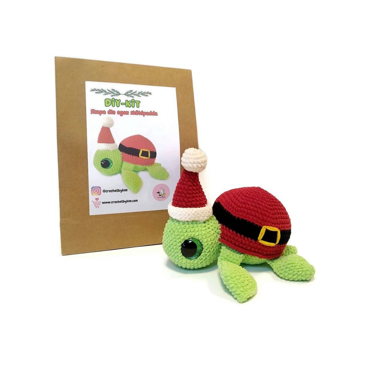 DIY Kit Jultomte Sköldpadda Turtellini • Virkset gosedjur • Skapa ditt eget gosedjur • Crochetbykim