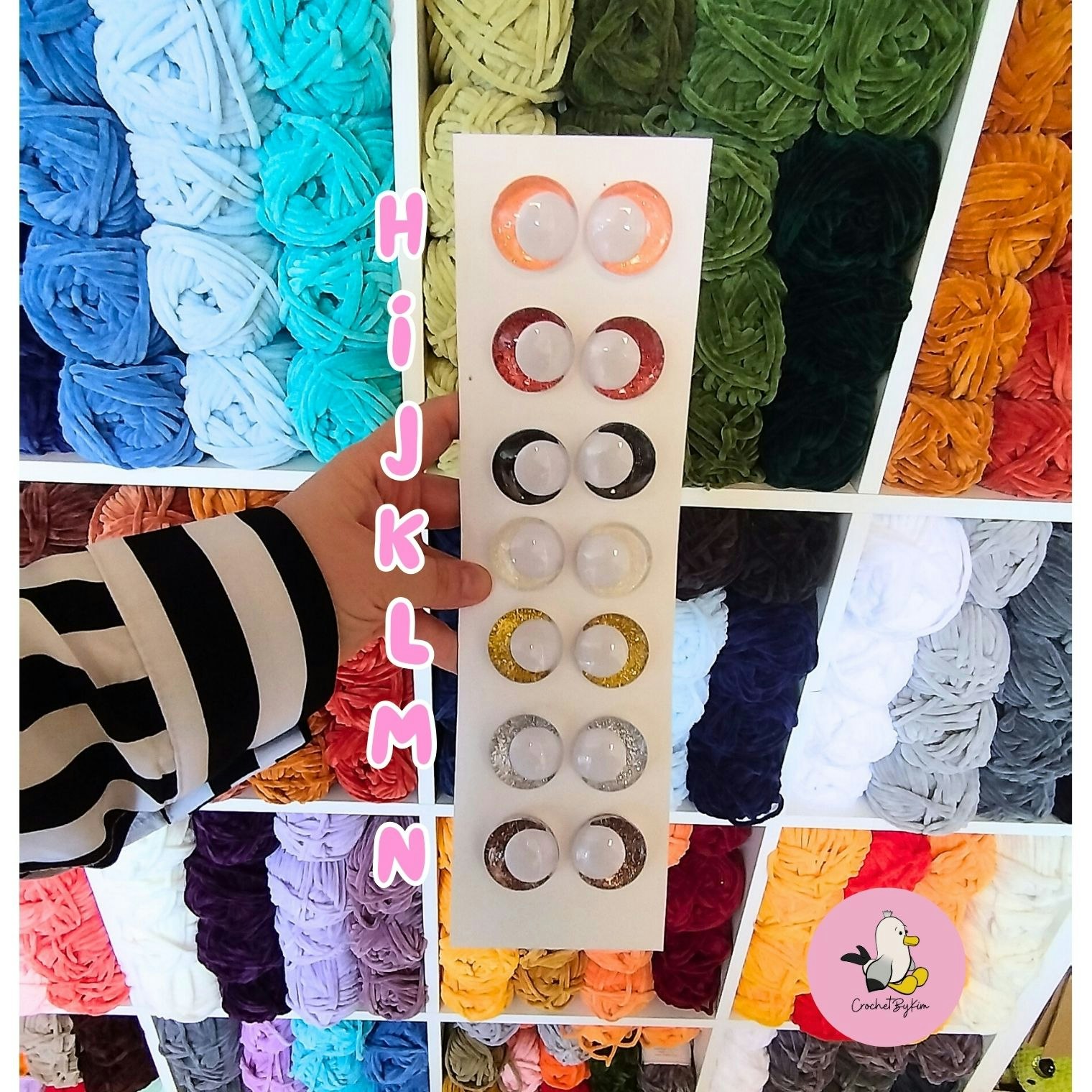 Vita "Off Center" 3D Glitterögon • 16 mm • 20 mm • 25 mm • 30 mm • Säkerhetsögon • Sink Eyes • Amigurumi ögon • Virka • Safety eyes • Nalleögon