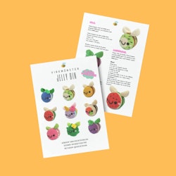 Virkmönster Bi • Jelly Bin • 9 i 1 mönster • Drakfrukt Blåbär Enhörning Pickle