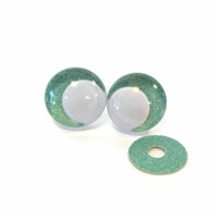 Mint 3D Off center Glitterögon med vit pupill 16mm 20mm 25mm 30mm • Sinker eyes • amigurumi ögon • virka • safety eyes • nalleögon