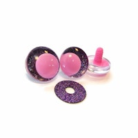 Lila 3D Off center Glitterögon med rosa pupill 16mm 20mm 25mm 30mm • Sinker eyes • amigurumi ögon • virka • safety eyes • nalleögon