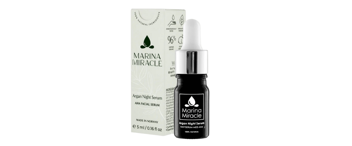 Nattserum med AHA-fruktsyre, argan og aprikos som eksfolierer og gir dyp fuktighet for alle hudtyper.
