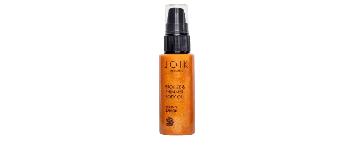 Joik Bronze and Shimmer Body Oil – Økologisk skimmerolje som gir huden en solkysset bronseglød med nærende tindved, arganolje og sheasmør.