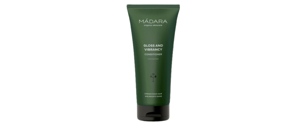 Madara Gloss and Vibrancy Conditioner – glansgivende balsam med bjørk og tranebær som gir næring, glans og silkemyk finish til alle hårtyper.