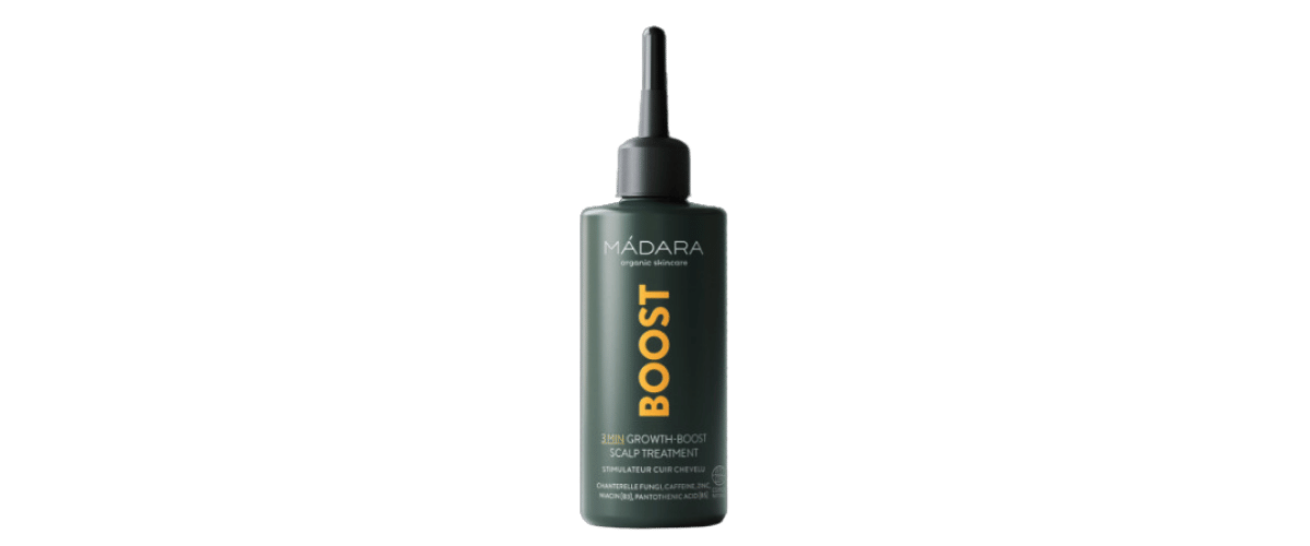 Madara BOOST Growth-Boost Scalp Treatment – stimulerer hodebunnen og styrker håret, motvirker hårtap og fremmer vekst for fyldigere hår.