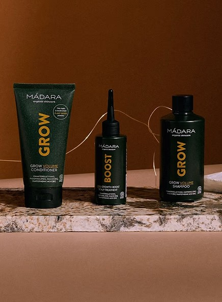 Madara BOOST Growth-Boost Scalp Treatment – stimulerer hodebunnen og styrker håret, motvirker hårtap og fremmer vekst for fyldigere hår.
