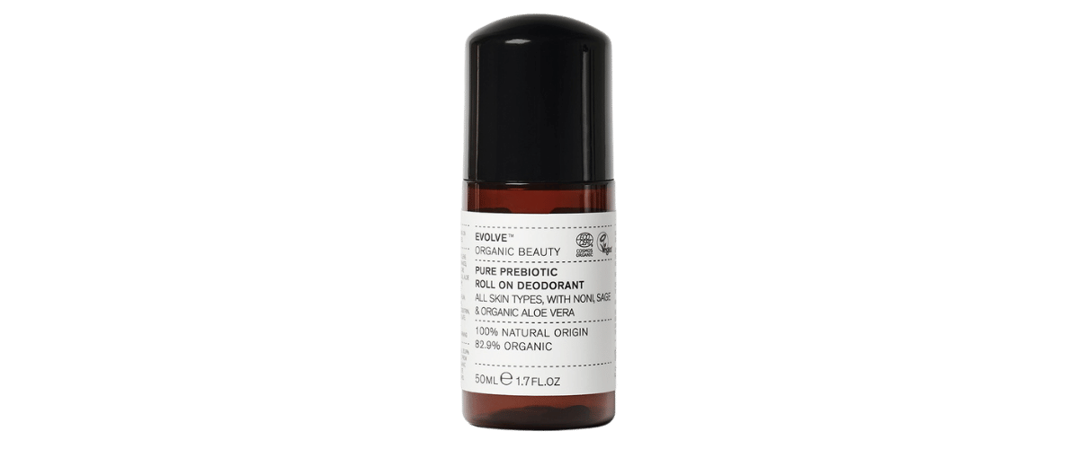 Evolve Pure Prebiotic Roll-On Deodorant – naturlig, økologisk og aluminiumfri deodorant med prebiotika, aloe vera og salvieolje. Vegansk.