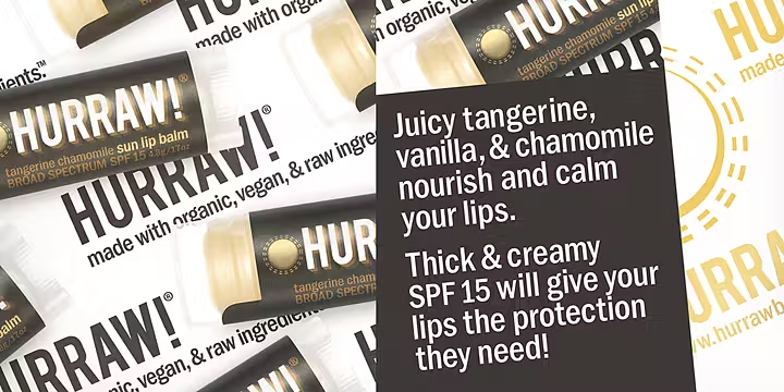 Hurraw! Sun Lip Balm SPF 15 – økologisk, vegansk leppepomade med sinkoksid for naturlig solbeskyttelse og fuktighet.