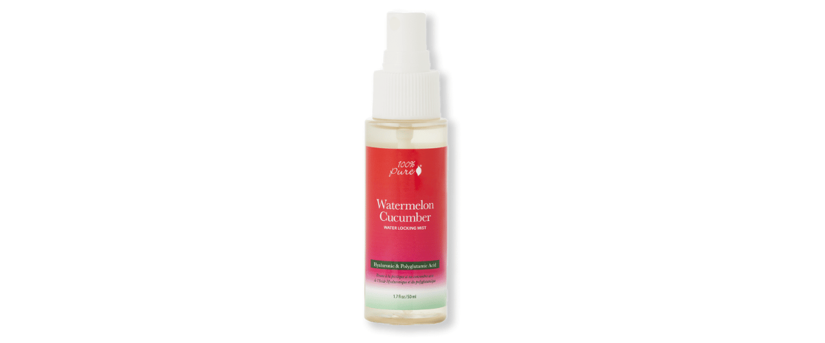 100% Pure Watermelon Cucumber Mist – Naturlig fuktighetsmist med hyaluronsyre, agurk og vannmelon for frisk, plumpet hud.