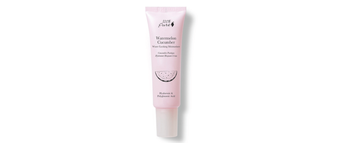 100% Pure Watermelon Cucumber Moisturizer – Naturlig fuktighetskrem med hyaluronsyre og agurk for hydrert, glatt og strålende hud.