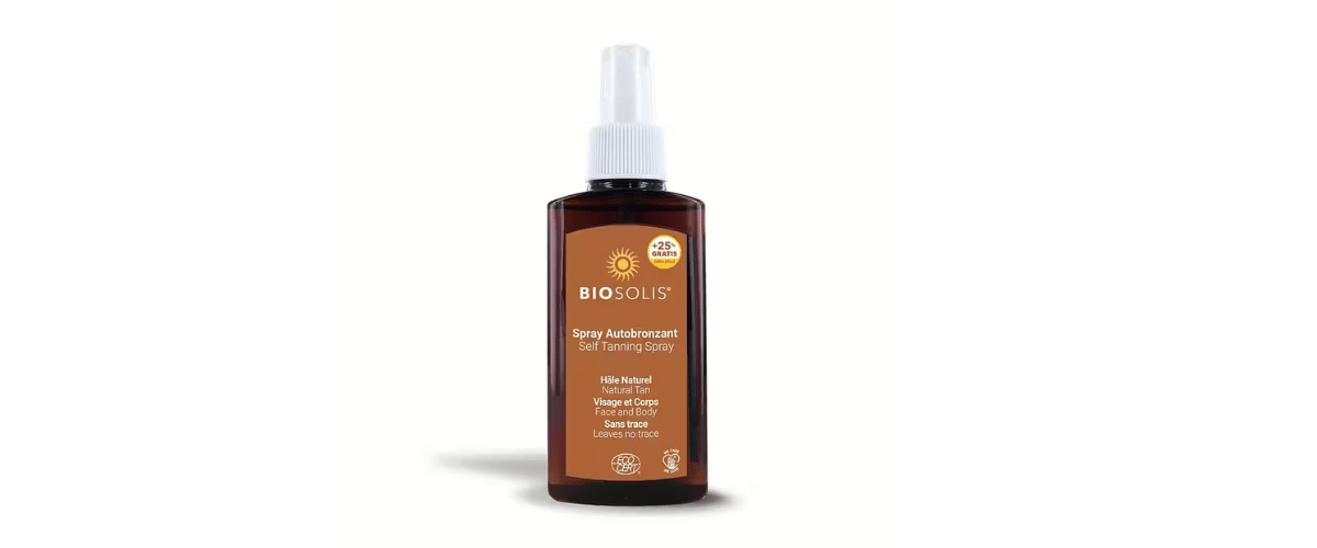 Biosolis Self Tanning Spray – Økologisk spray som gir naturlig brunfarge uten lukt eller oransje toner. Passer for ansikt og kropp.