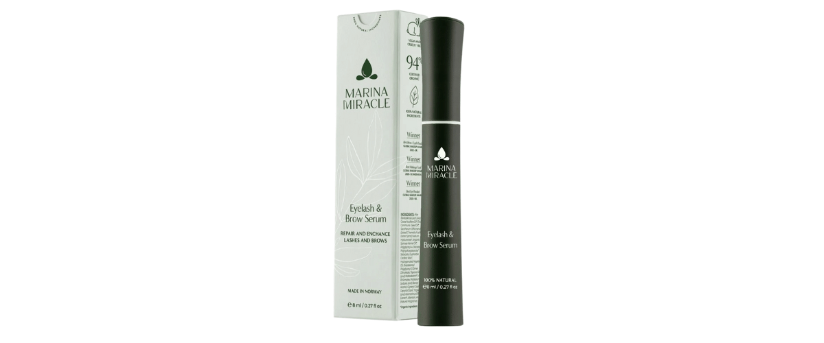 Marina Miracle Eyelash & Brow Serum – Naturlig serum som styrker og gir lengre, fyldigere vipper og bryn. Trygt for sensitive øyne.