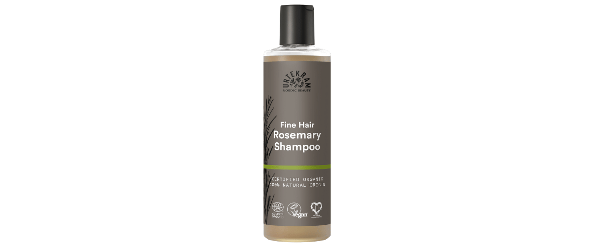 Urtekram Rosemary Fine Hair Shampoo – Økologisk sjampo for fint hår med rosmarin, aloe vera og glyserin. Mild og vegansk formel.