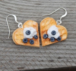ORDER, Earrings waffles with whipped cream and blueberries